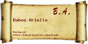 Babos Ariella névjegykártya